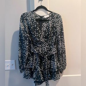 Green and white lulus romper